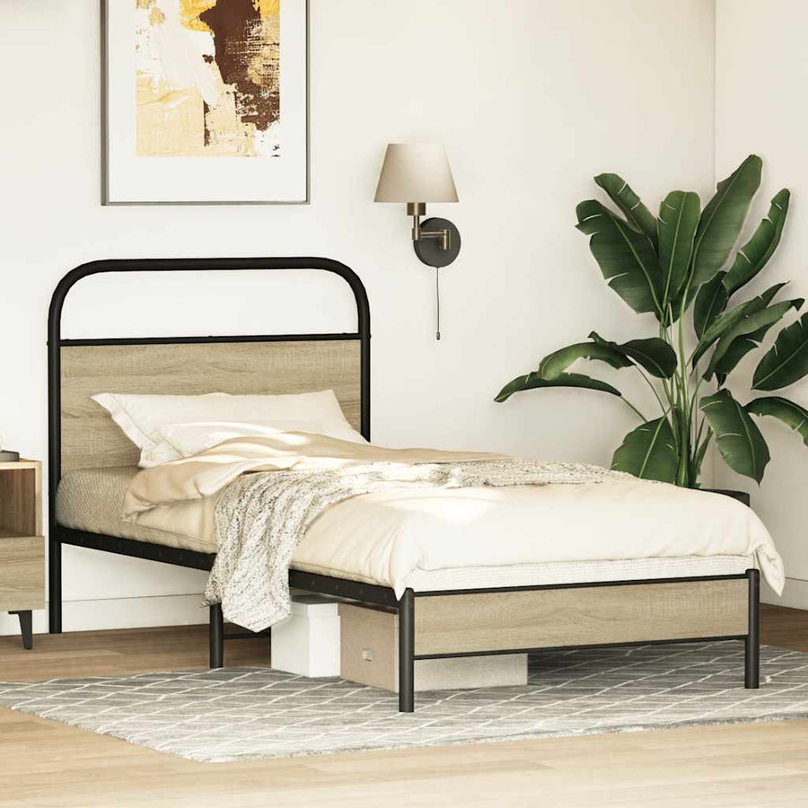 Bedframe zonder matras bewerkt hout sonoma eikenkleur 75x190 cm