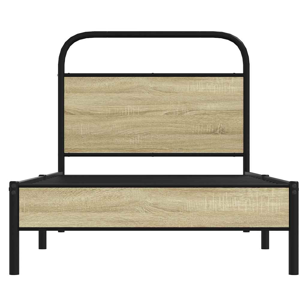 Bedframe zonder matras bewerkt hout sonoma eikenkleur 75x190 cm