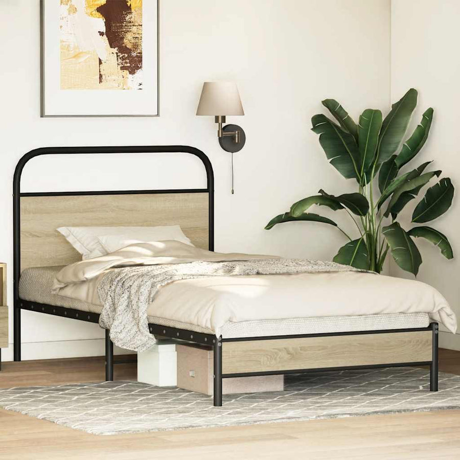 Bedframe zonder matras bewerkt hout sonoma eikenkleur 90x190 cm