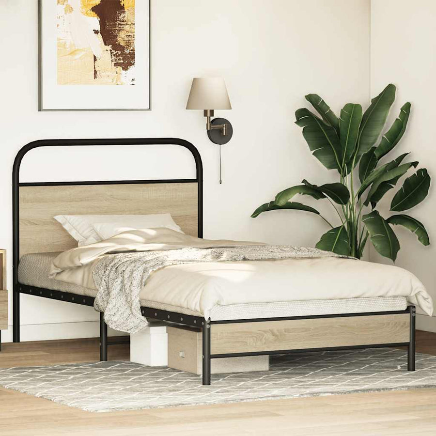 Bedframe zonder matras bewerkt hout sonoma eikenkleur 100x190cm