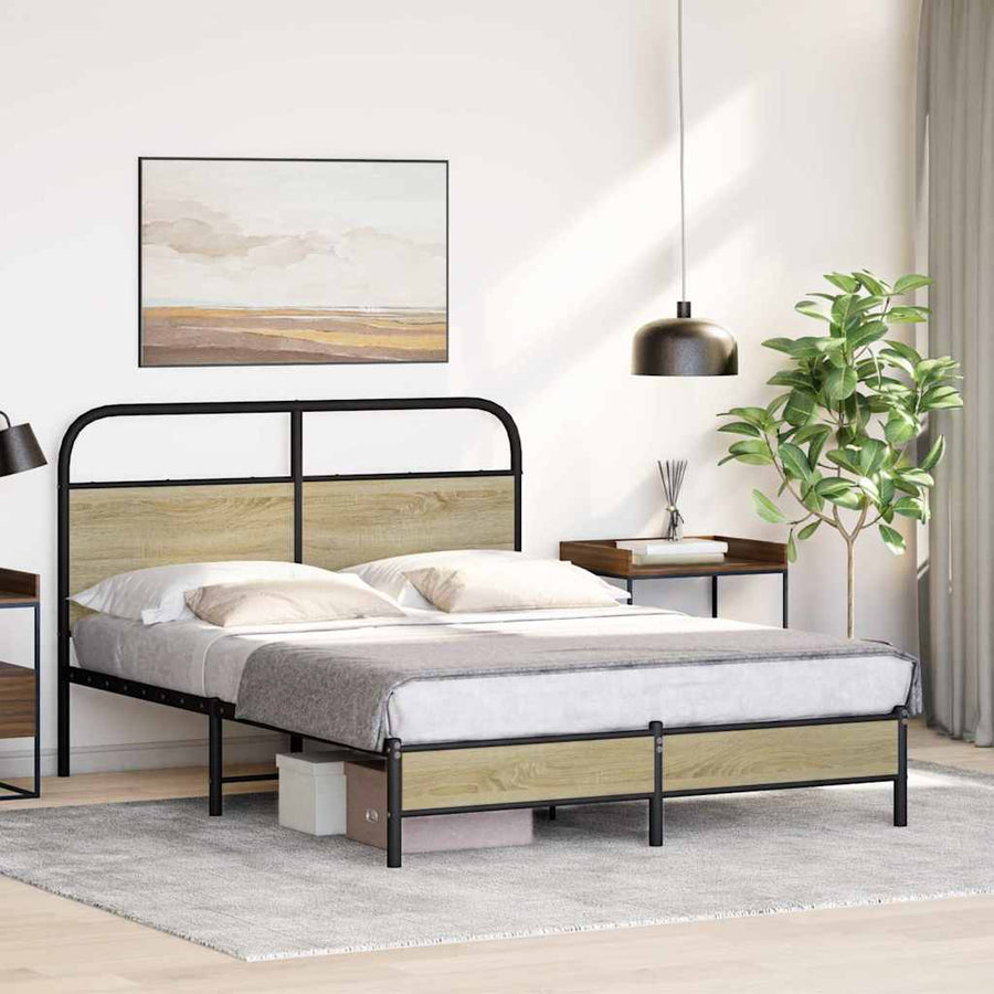 Bedframe zonder matras bewerkt hout sonoma eikenkleur 120x200cm