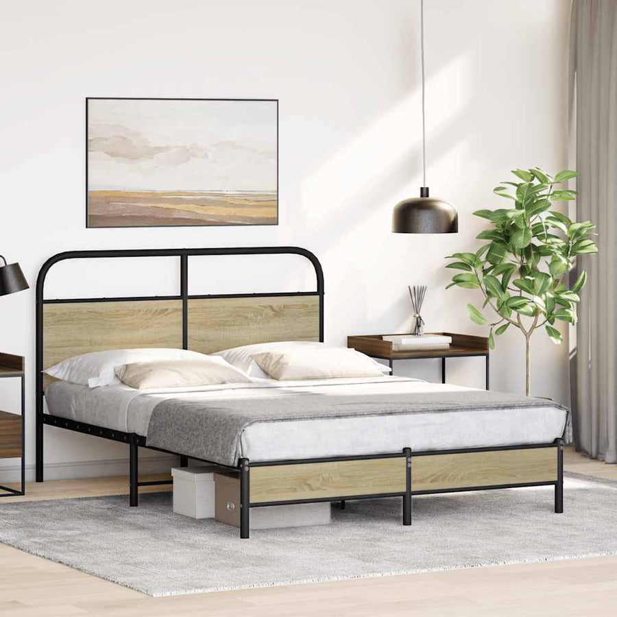 Bedframe zonder matras bewerkt hout sonoma eikenkleur 135x190cm
