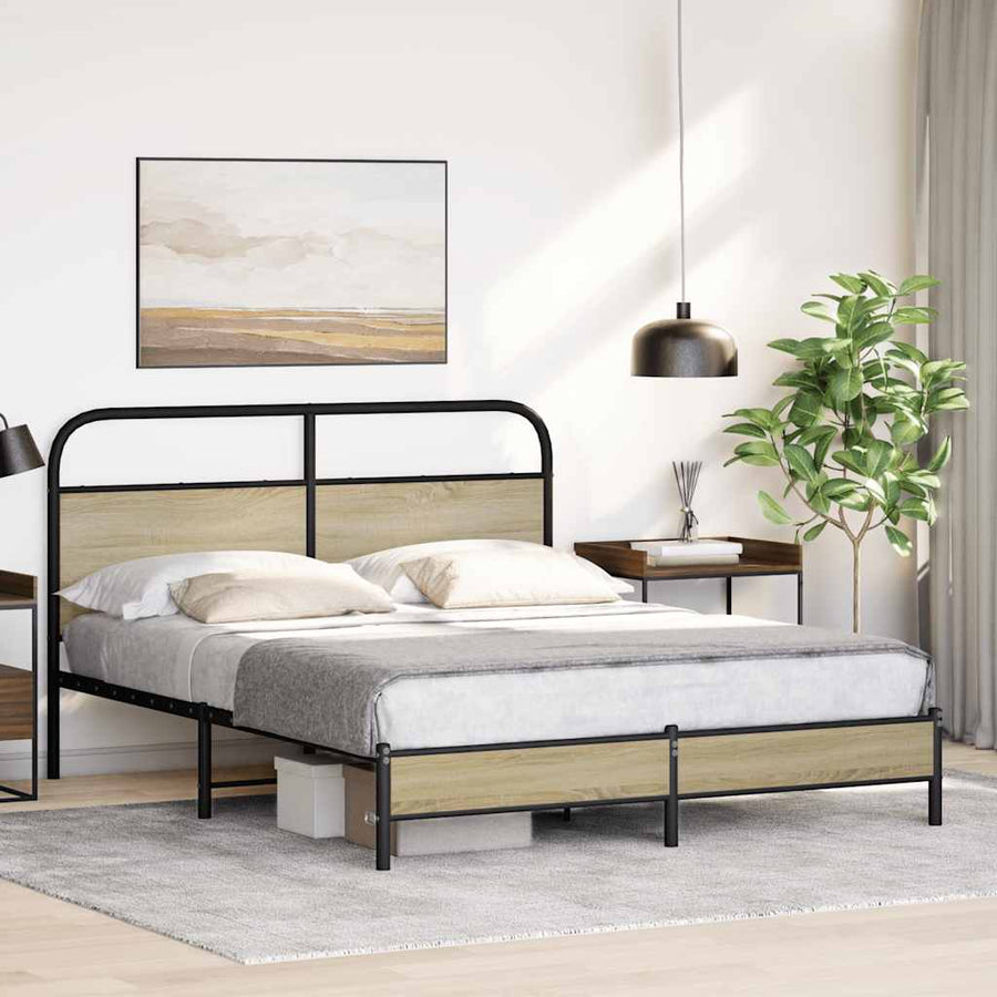 Bedframe zonder matras bewerkt hout sonoma eikenkleur 150x200cm