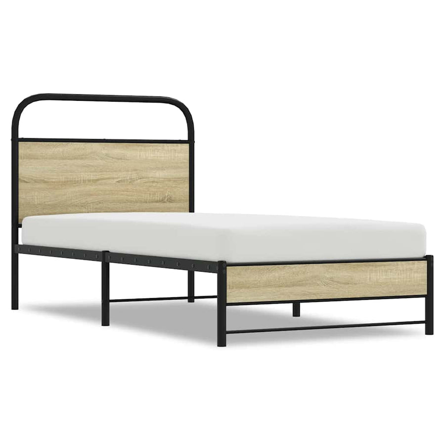 Bedframe zonder matras bewerkt hout sonoma eikenkleur 75x190 cm