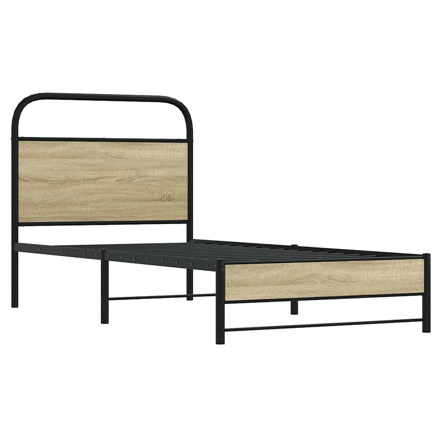 Bedframe zonder matras bewerkt hout sonoma eikenkleur 75x190 cm