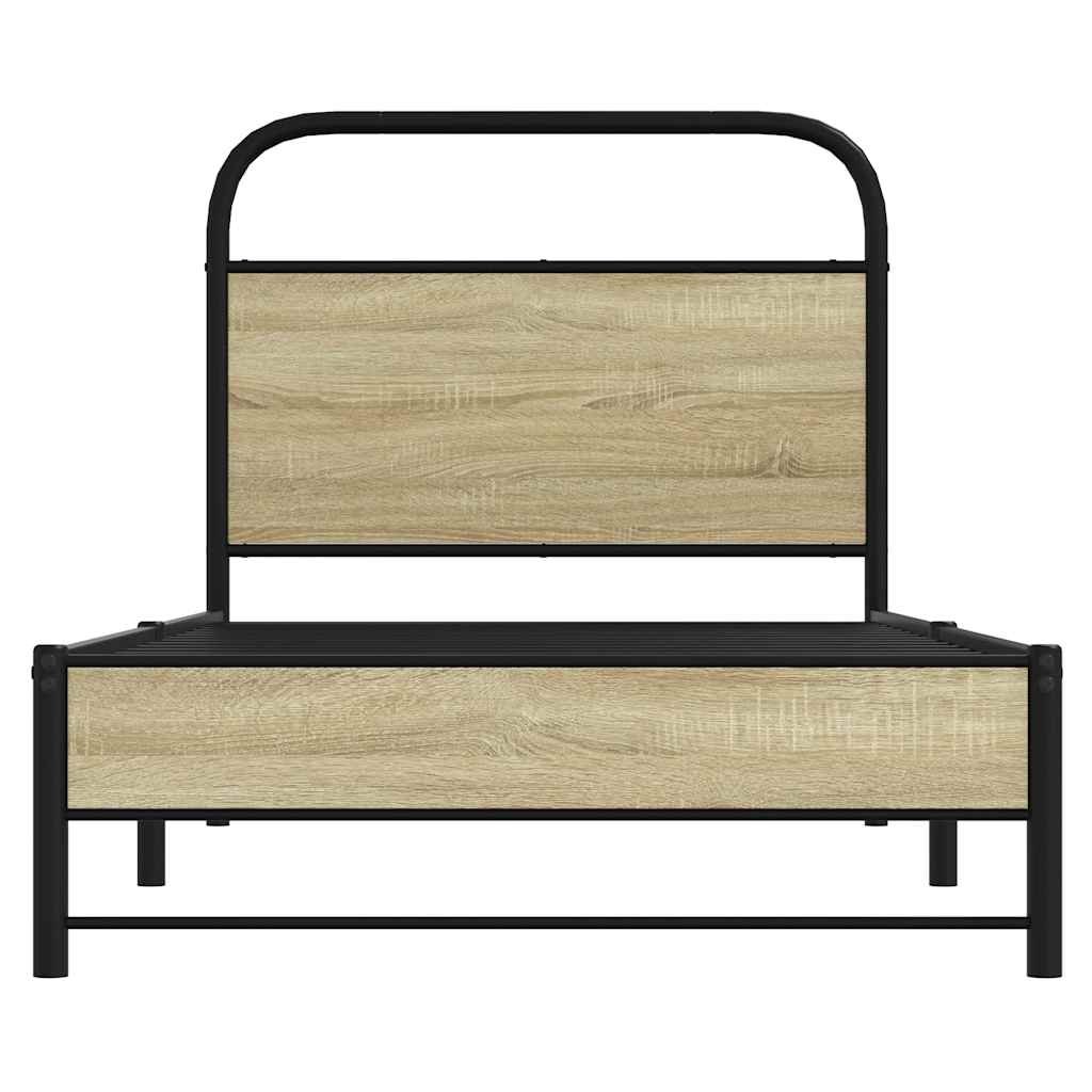 Bedframe zonder matras bewerkt hout sonoma eikenkleur 75x190 cm