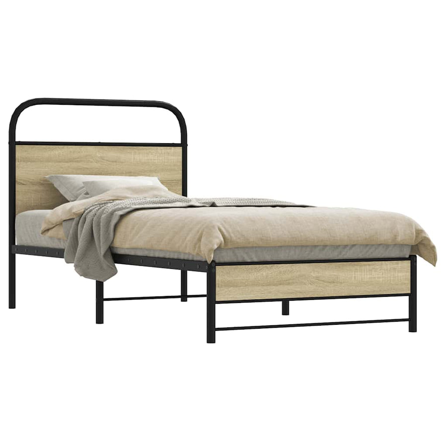 Bedframe zonder matras bewerkt hout sonoma eikenkleur 75x190 cm