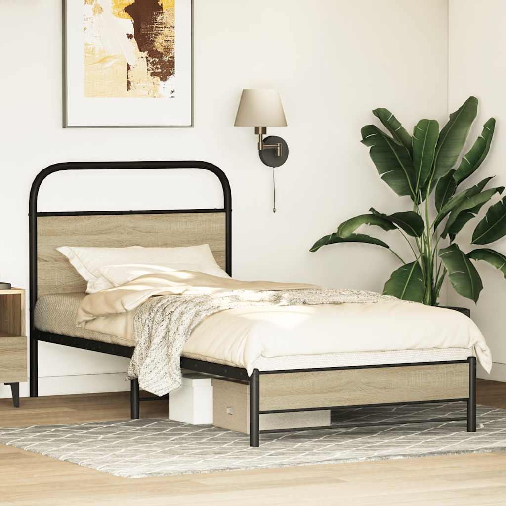 Bedframe zonder matras bewerkt hout sonoma eikenkleur 80x200 cm