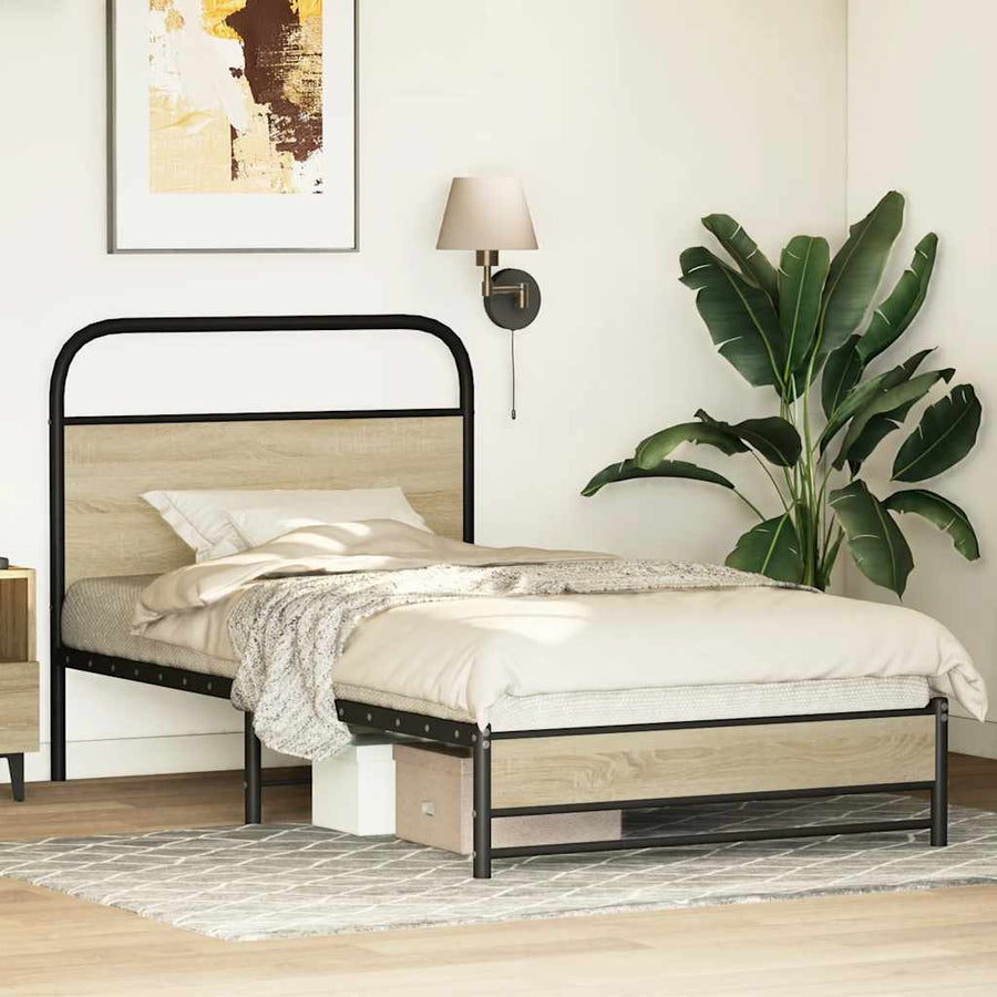Bedframe zonder matras bewerkt hout sonoma eikenkleur 90x200 cm