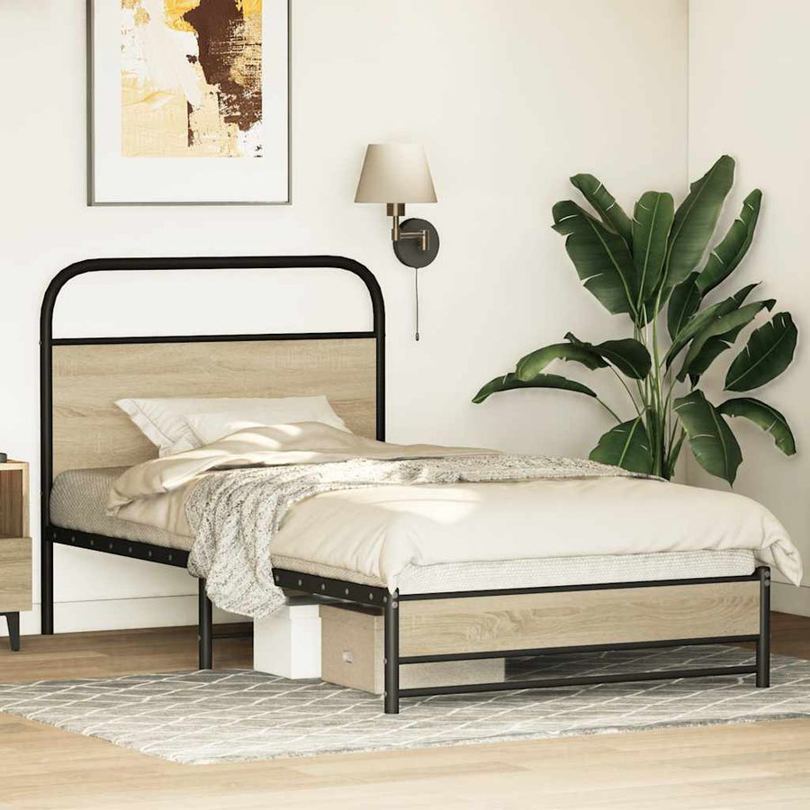 Bedframe zonder matras bewerkt hout sonoma eikenkleur 100x190cm