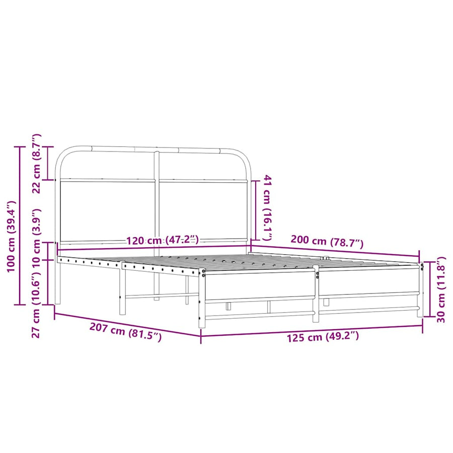 Bedframe zonder matras bewerkt hout sonoma eikenkleur 120x200cm