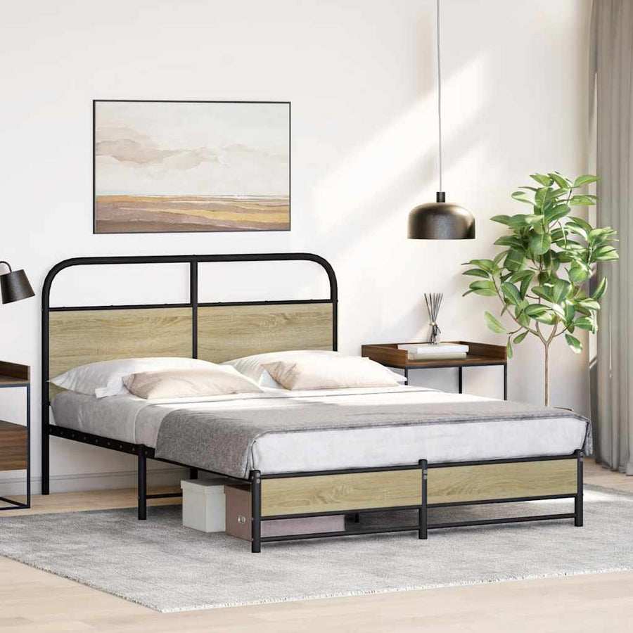 Bedframe zonder matras bewerkt hout sonoma eikenkleur 135x190cm