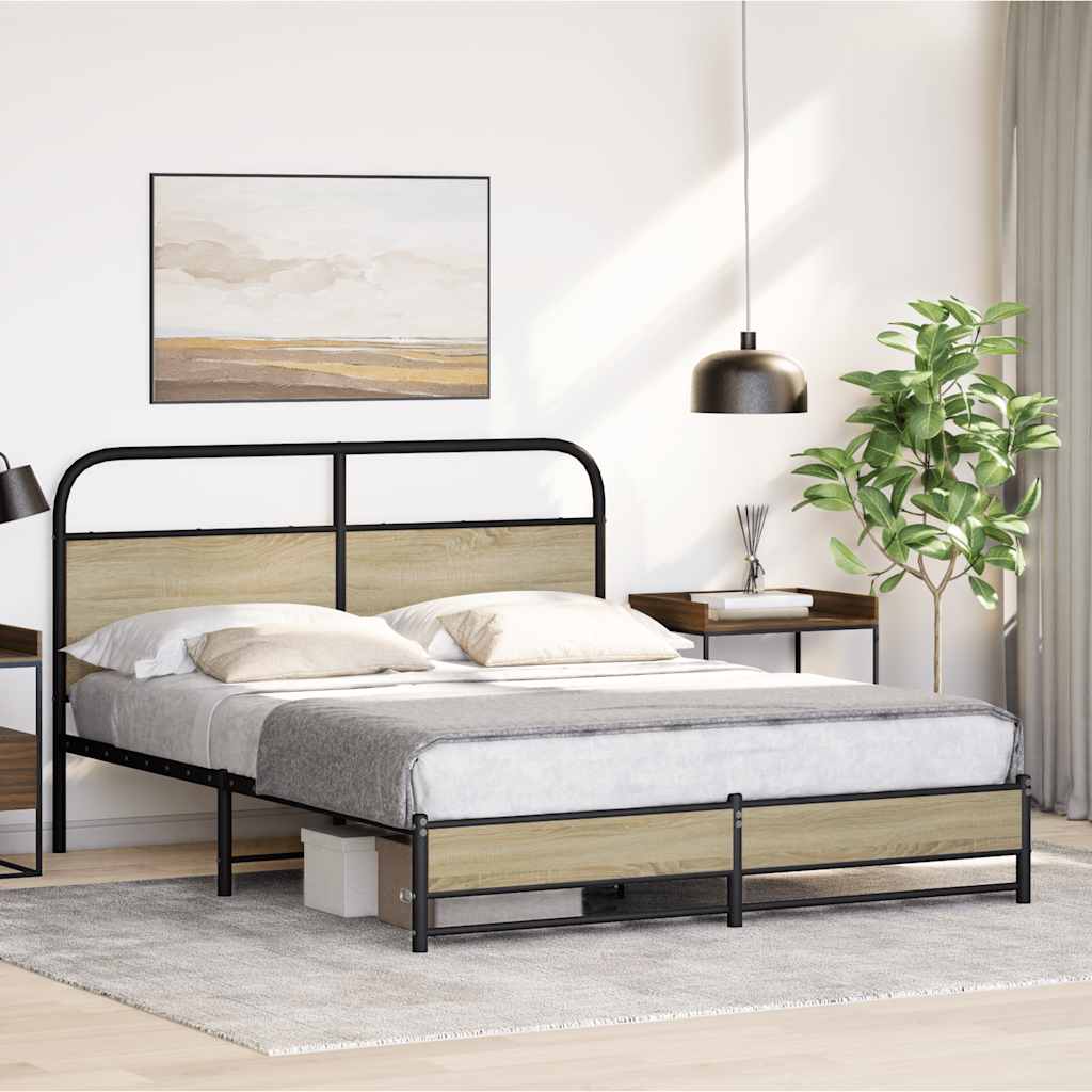 Bedframe zonder matras bewerkt hout sonoma eikenkleur 150x200cm