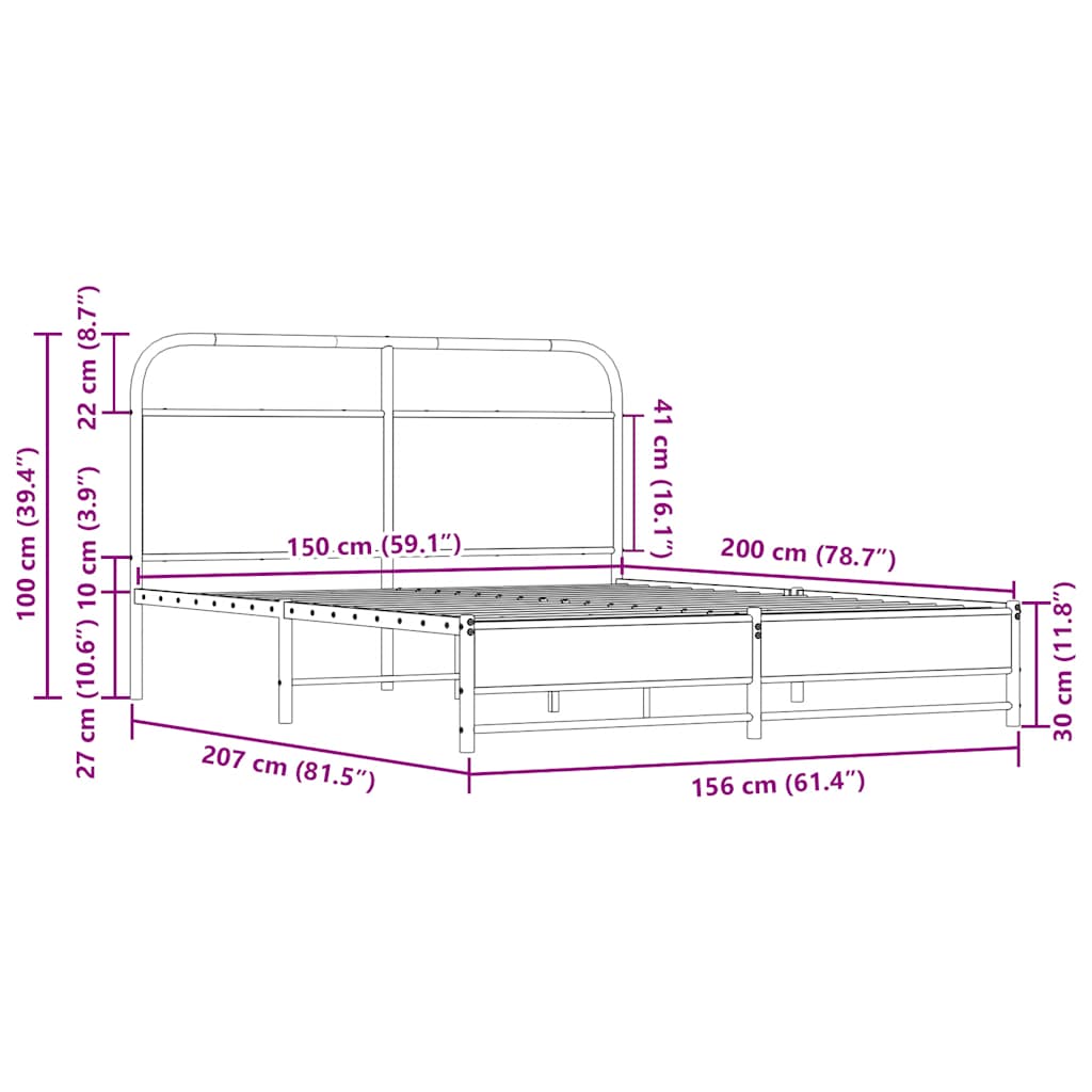 Bedframe zonder matras bewerkt hout sonoma eikenkleur 150x200cm