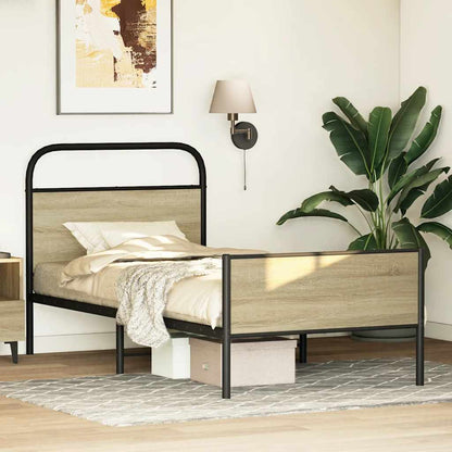 Bedframe zonder matras bewerkt hout sonoma eikenkleur 75x190 cm