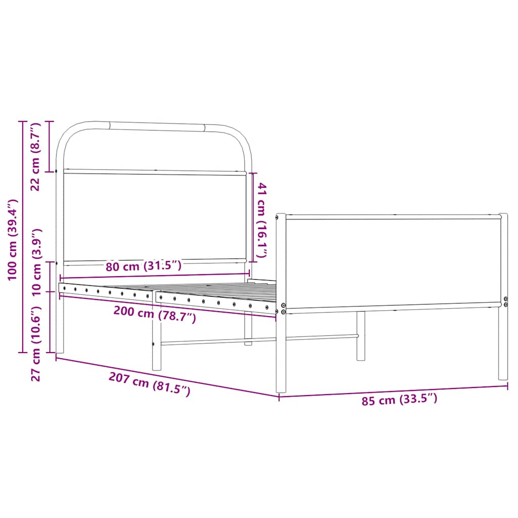 Bedframe zonder matras bewerkt hout sonoma eikenkleur 80x200 cm