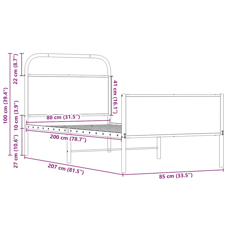 Bedframe zonder matras bewerkt hout sonoma eikenkleur 80x200 cm