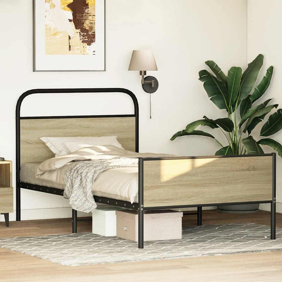 Bedframe zonder matras bewerkt hout sonoma eikenkleur 90x190 cm