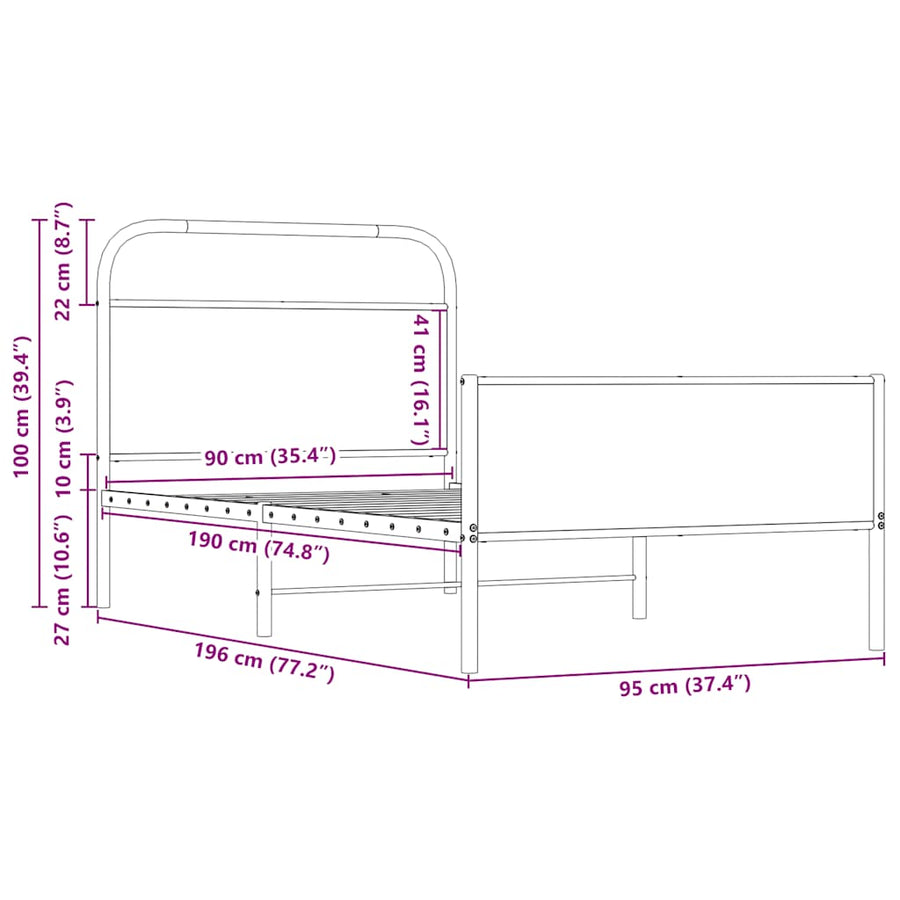Bedframe zonder matras bewerkt hout sonoma eikenkleur 90x190 cm