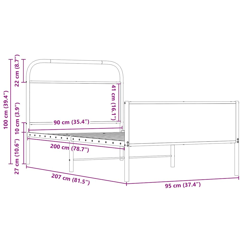 Bedframe zonder matras bewerkt hout sonoma eikenkleur 90x200 cm