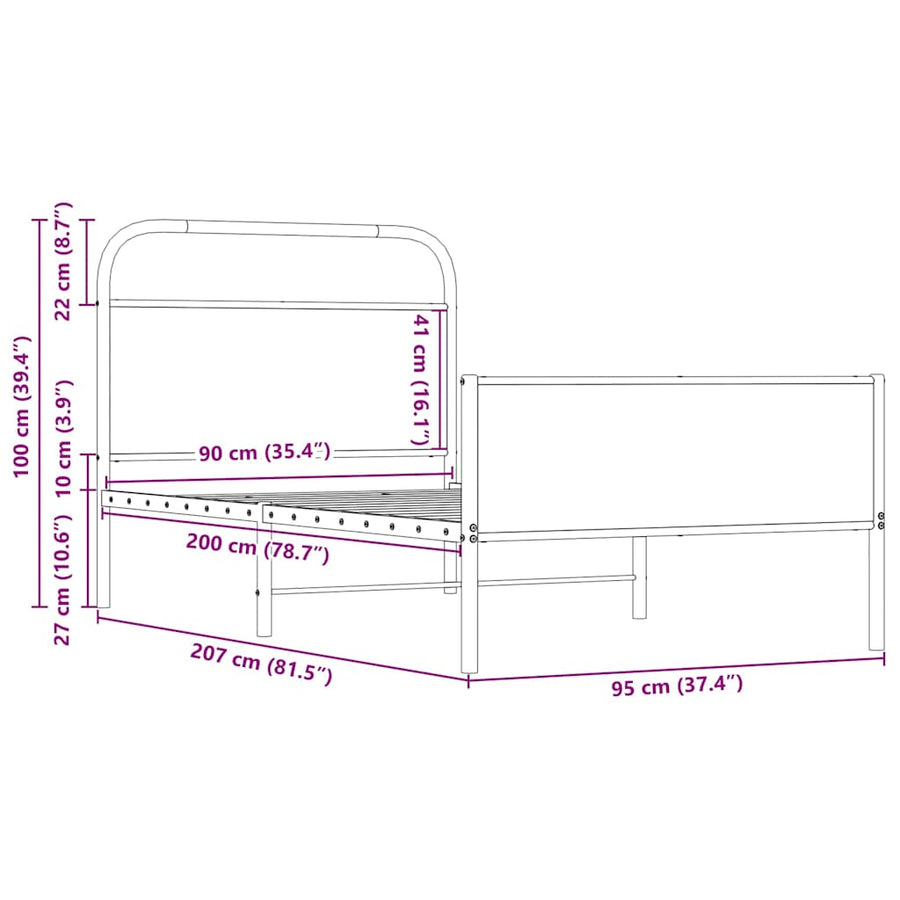 Bedframe zonder matras bewerkt hout sonoma eikenkleur 90x200 cm