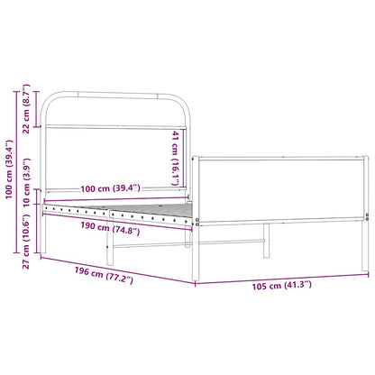 Bedframe zonder matras bewerkt hout sonoma eikenkleur 100x190cm