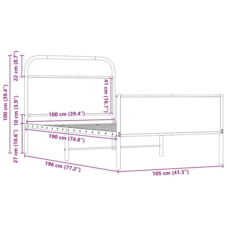 Bedframe zonder matras bewerkt hout sonoma eikenkleur 100x190cm