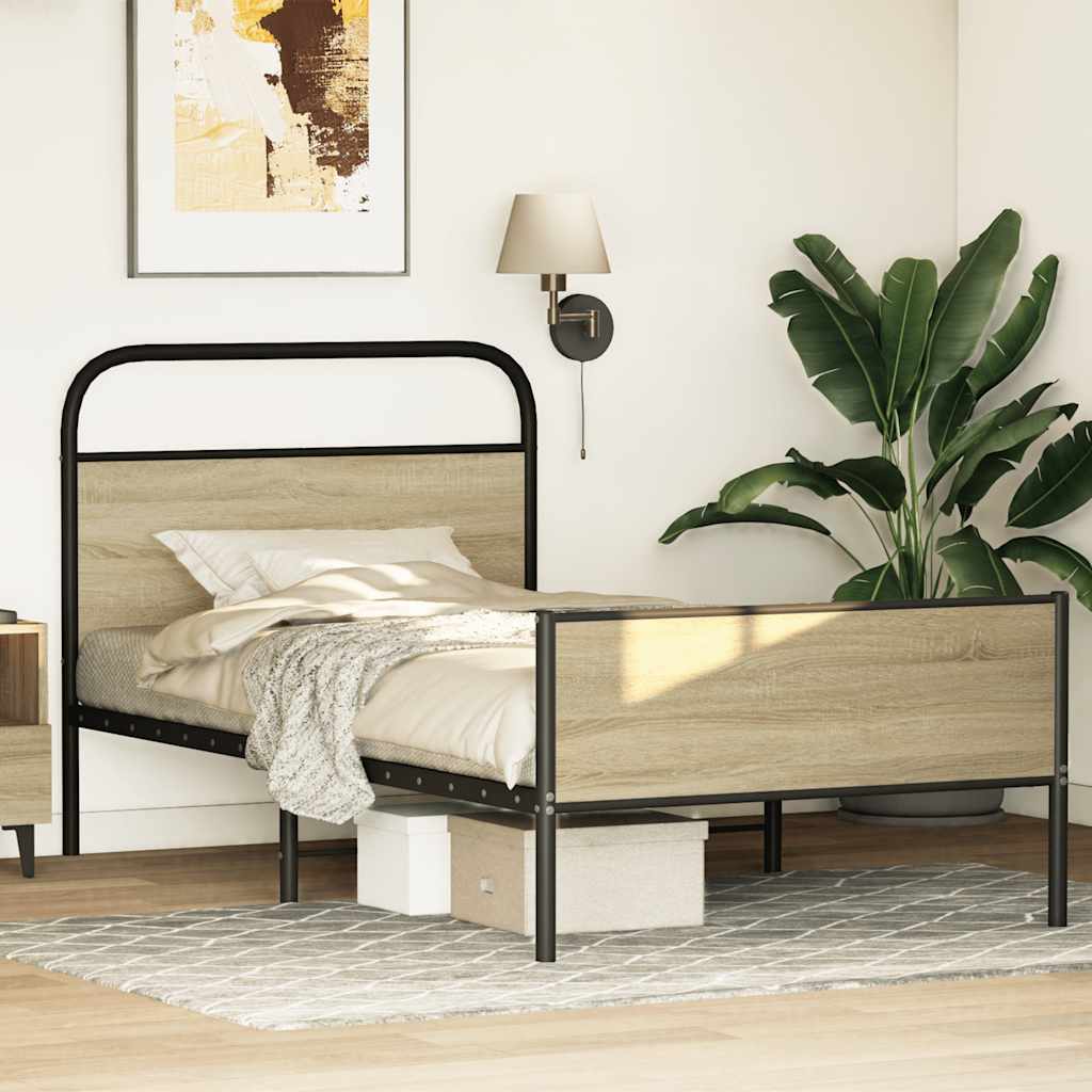 Bedframe zonder matras bewerkt hout sonoma eikenkleur 100x200cm