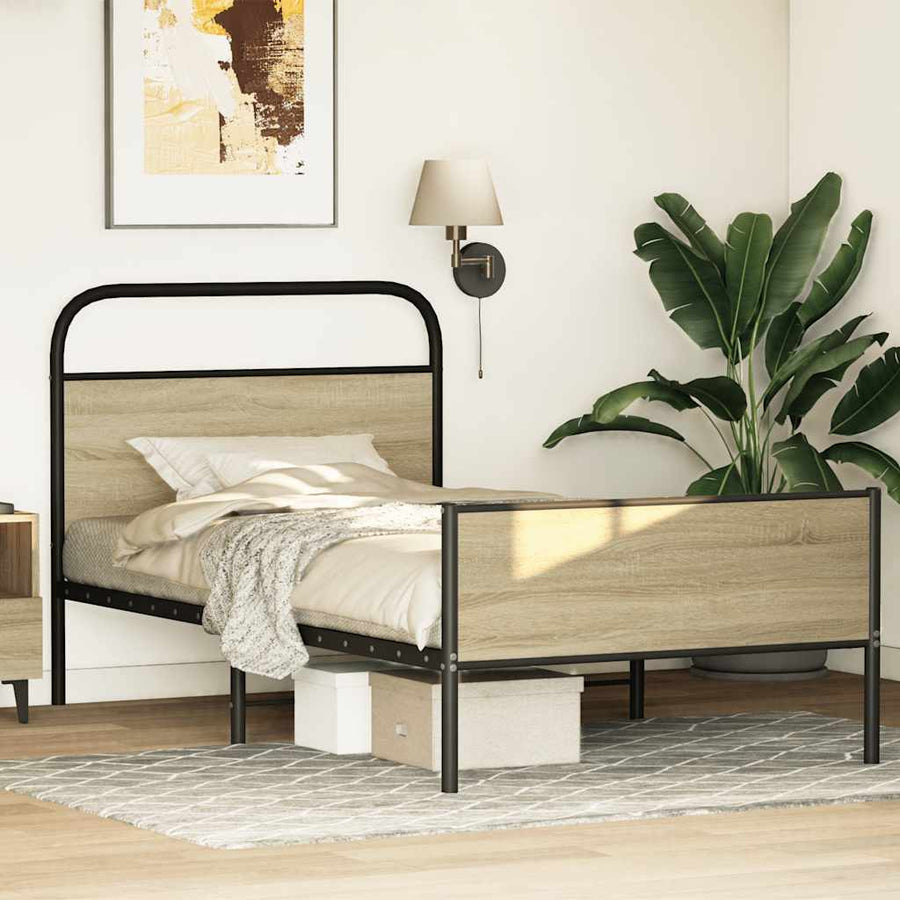 Bedframe zonder matras bewerkt hout sonoma eikenkleur 100x200cm