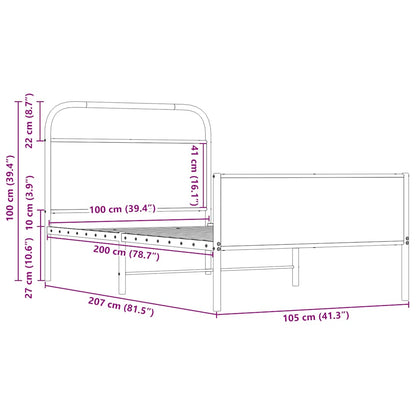 Bedframe zonder matras bewerkt hout sonoma eikenkleur 100x200cm