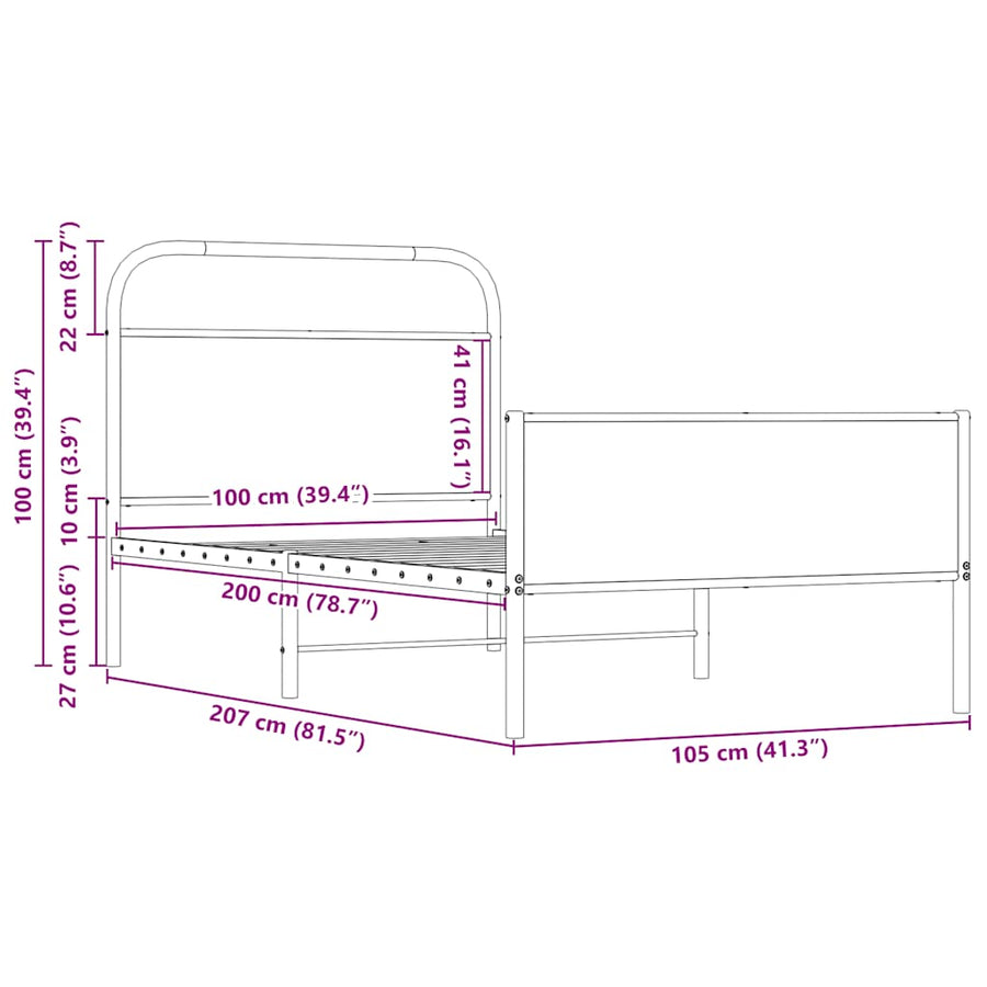 Bedframe zonder matras bewerkt hout sonoma eikenkleur 100x200cm