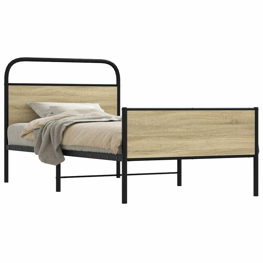 Bedframe zonder matras bewerkt hout sonoma eikenkleur 100x200cm