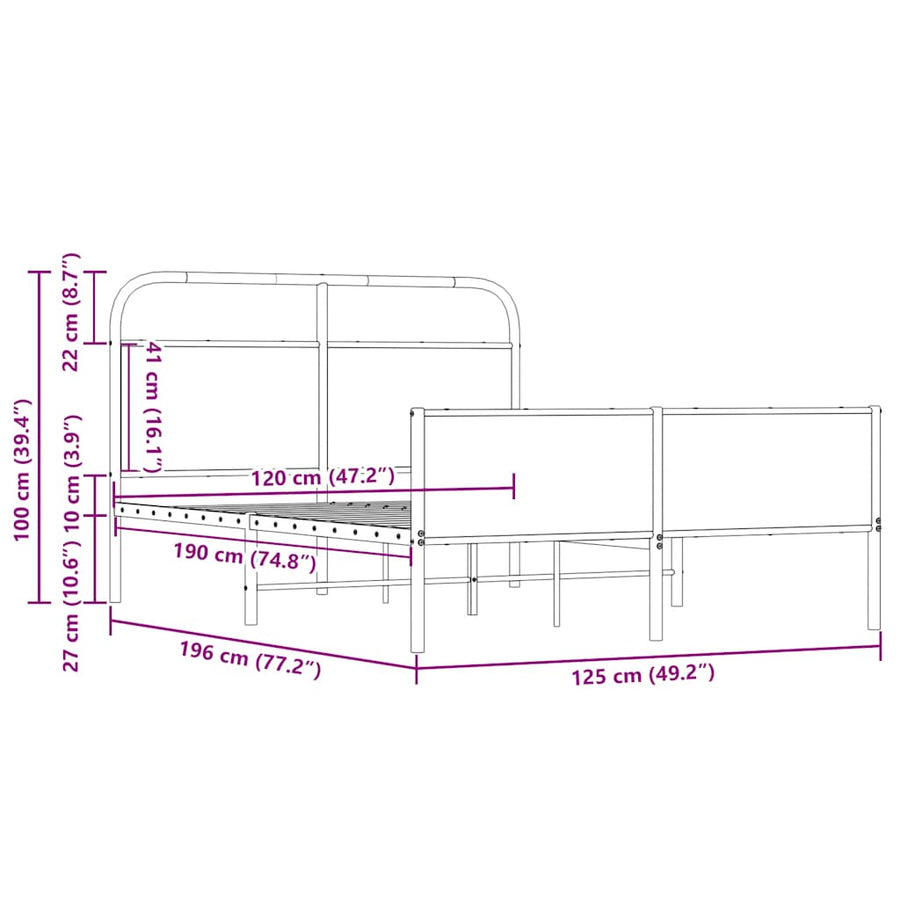 Bedframe zonder matras bewerkt hout sonoma eikenkleur 120x190cm