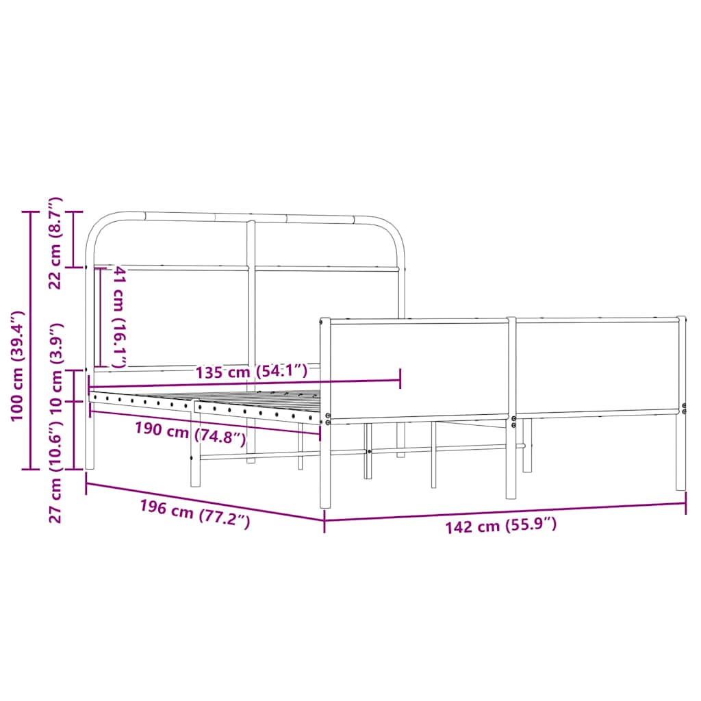 Bedframe zonder matras bewerkt hout sonoma eikenkleur 135x190cm