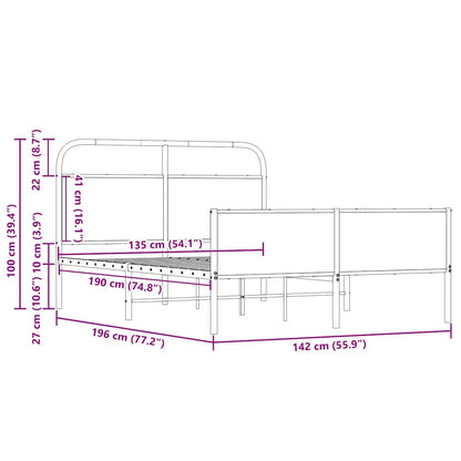 Bedframe zonder matras bewerkt hout sonoma eikenkleur 135x190cm
