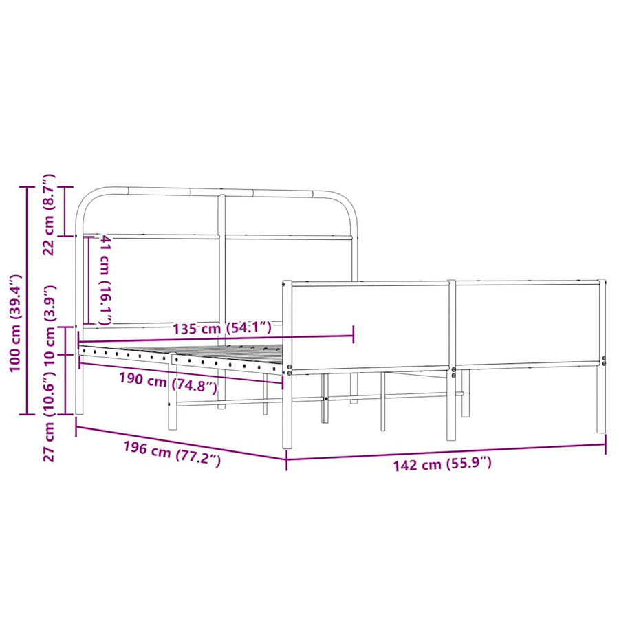 Bedframe zonder matras bewerkt hout sonoma eikenkleur 135x190cm