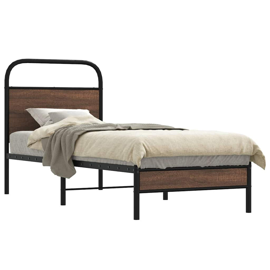 Bedframe zonder matras bewerkt hout bruin eikenkleur 75x190 cm