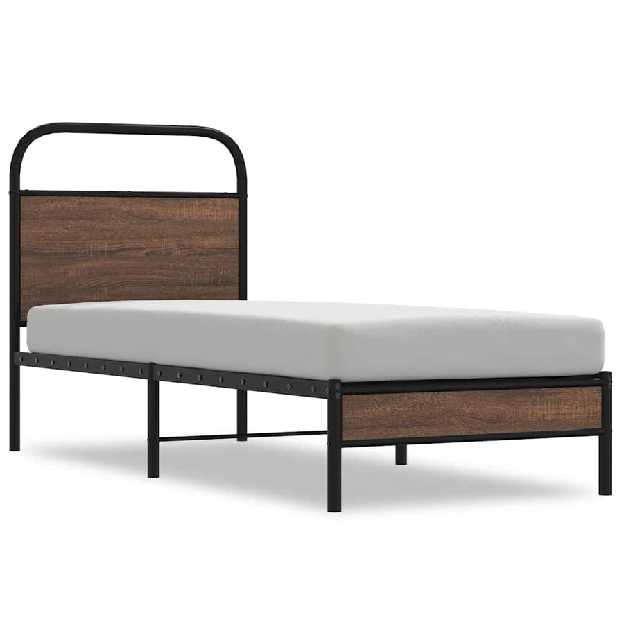 Bedframe zonder matras bewerkt hout bruin eikenkleur 80x200 cm
