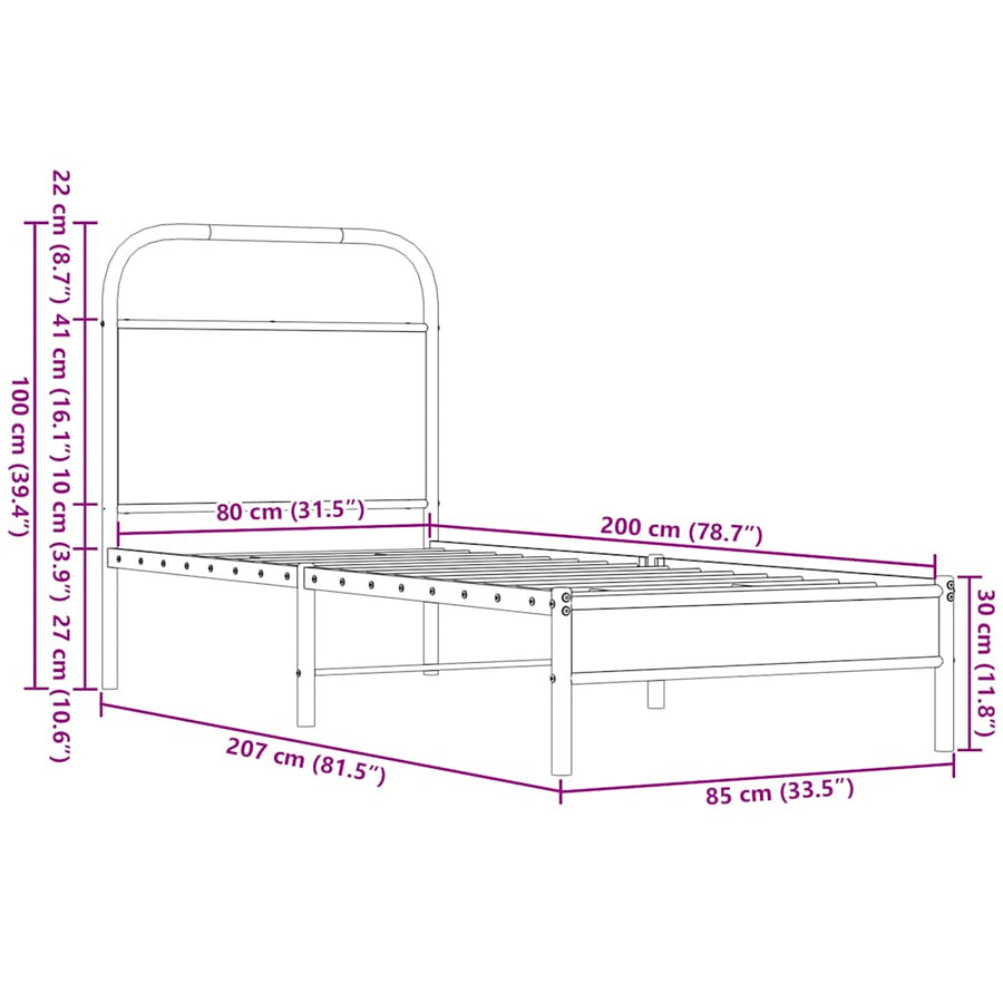 Bedframe zonder matras bewerkt hout bruin eikenkleur 80x200 cm