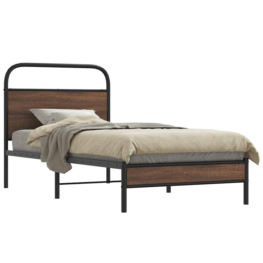 Bedframe zonder matras bewerkt hout bruin eikenkleur 90x190 cm