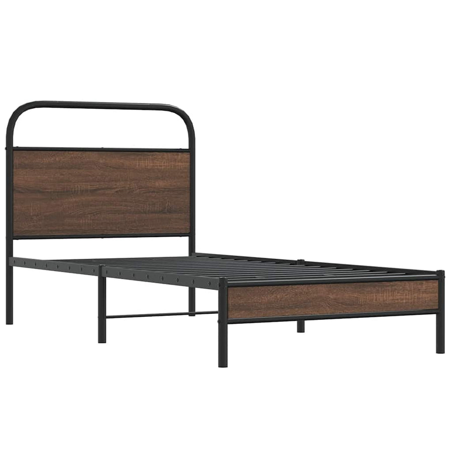 Bedframe zonder matras bewerkt hout bruin eikenkleur 90x200 cm