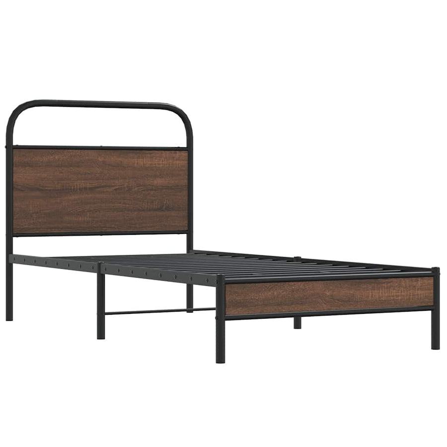 Bedframe zonder matras bewerkt hout bruin eikenkleur 100x190 cm