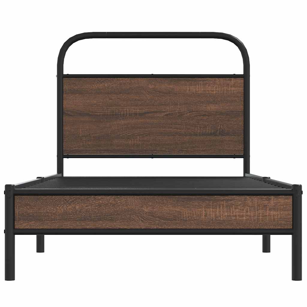 Bedframe zonder matras bewerkt hout bruin eikenkleur 100x190 cm