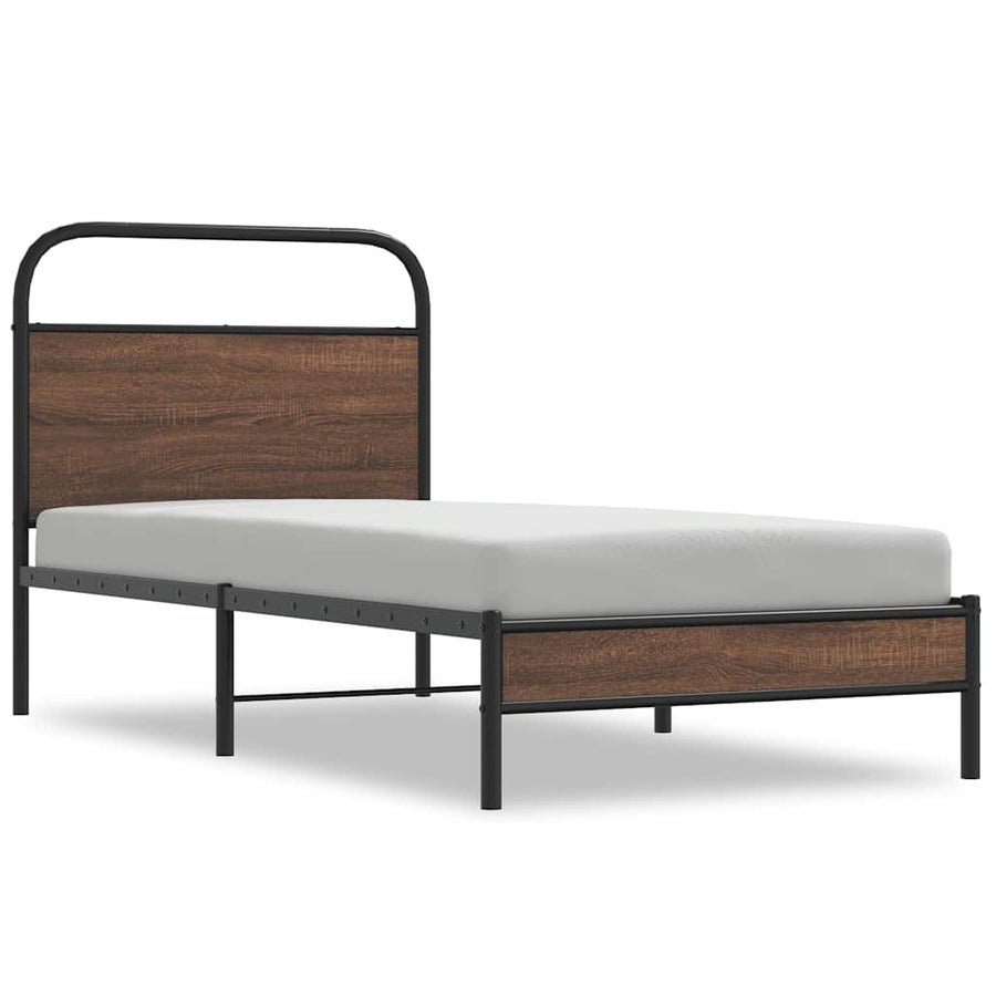 Bedframe zonder matras bewerkt hout bruin eikenkleur 100x200 cm