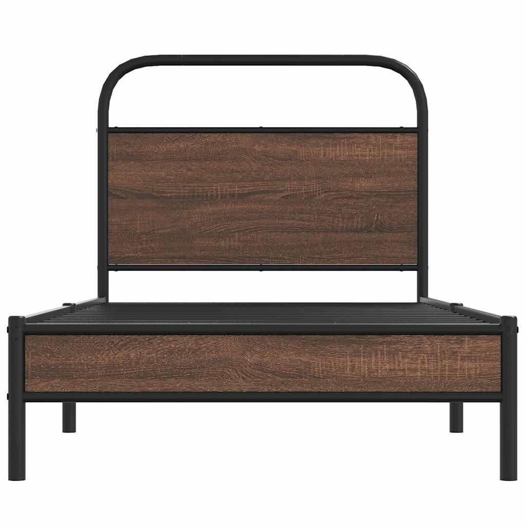 Bedframe zonder matras bewerkt hout bruin eikenkleur 100x200 cm