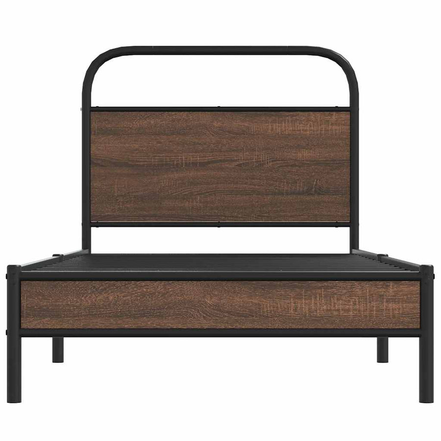 Bedframe zonder matras bewerkt hout bruin eikenkleur 107x203 cm