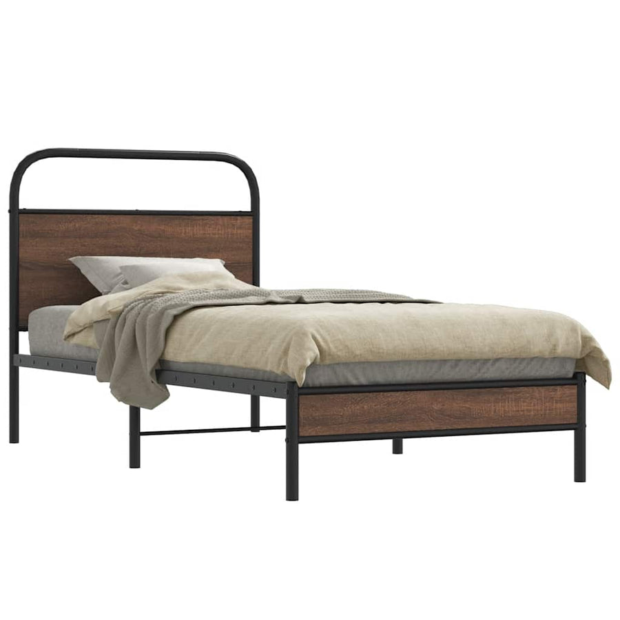Bedframe zonder matras bewerkt hout bruin eikenkleur 107x203 cm