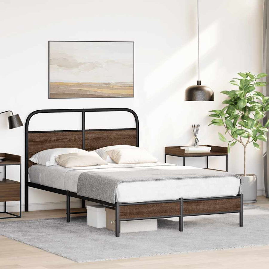 Bedframe zonder matras bewerkt hout bruin eikenkleur 120x190 cm