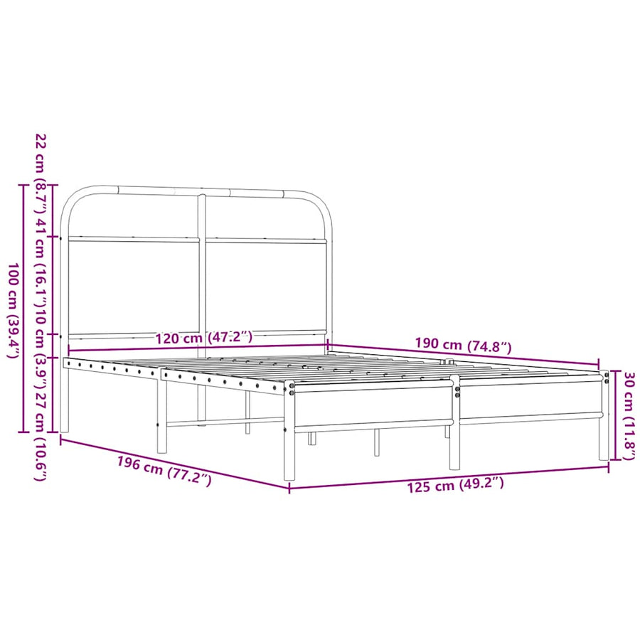 Bedframe zonder matras bewerkt hout bruin eikenkleur 120x190 cm