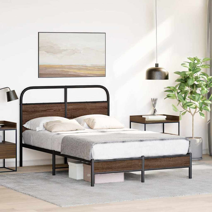 Bedframe zonder matras bewerkt hout bruin eikenkleur 135x190 cm